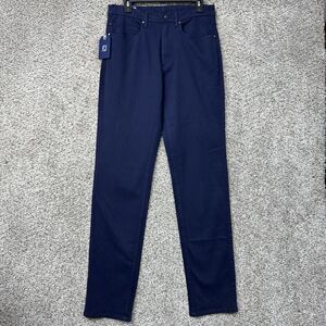 FootJoy Pants Mens 30x34 Navy Blue Sueded Cotton Twill 5 Pocket Golf Stretch New